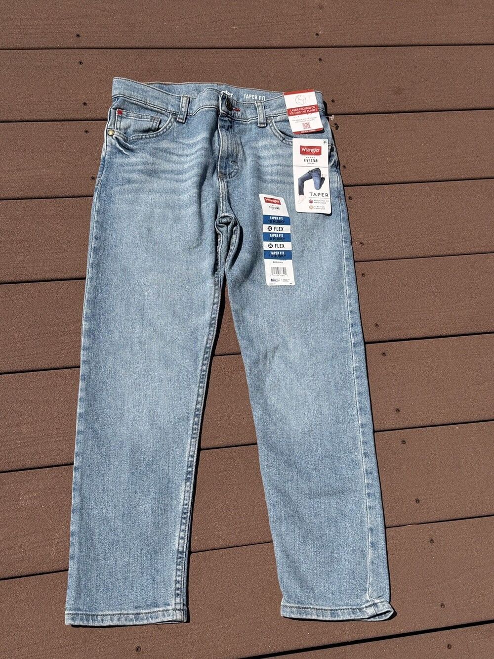 Wrangler Boys Taper Fit Flex Jeans 10 Husky Adjustable Waist New!